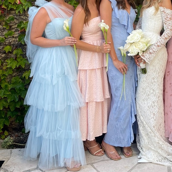 Karen Millen Tulle One Shoulder Woven Midi Dress - Picture 3 of 12